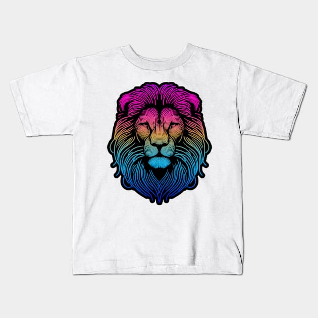 Lion Sketch RGB Kids T-Shirt by Worldengine